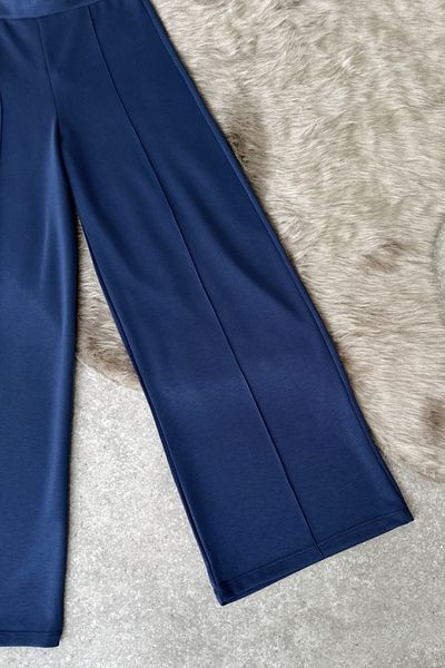 Poliyance Milon Dark Blue Modal Palazzo Trousers