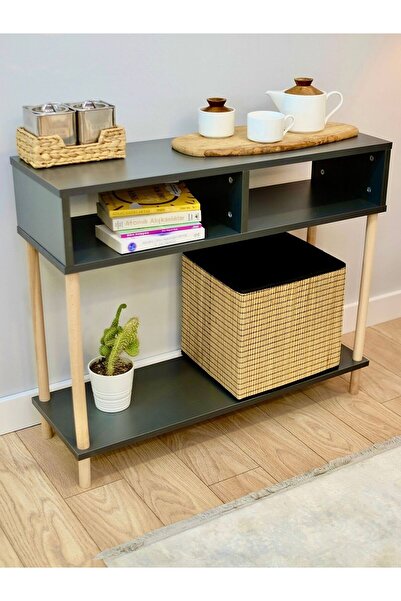 PEKA Ahşap Ayaklı Dresuar Dekoratif Raflı Kahve Köşesi Konsol Modern Çok Amaç...