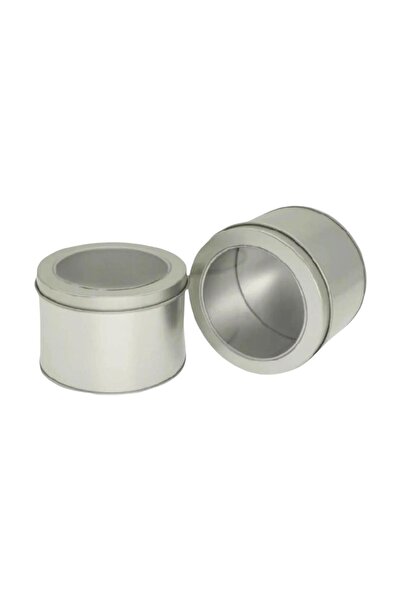 mutlu adım 5 Pieces 7.5X4.5Cm Metal Round Box with Window