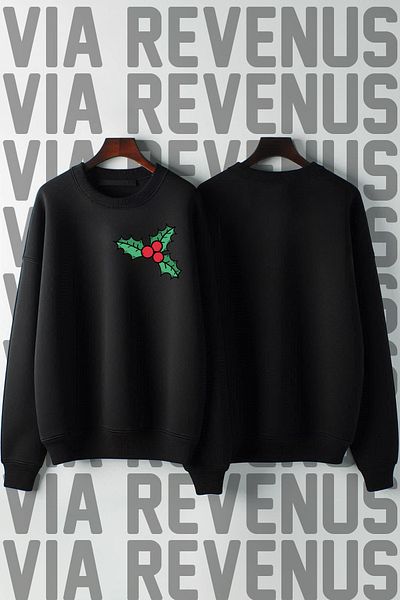 Vordevia  Flower Printed Unisex 3 Thread Raster Wide Fit New Year's Gift Sweatshirt
