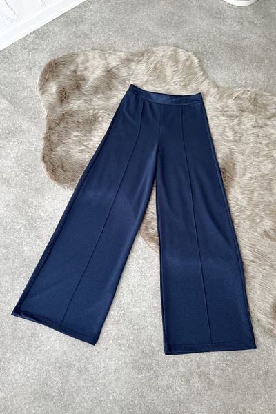 Poliyance Milon Dark Blue Modal Palazzo Trousers