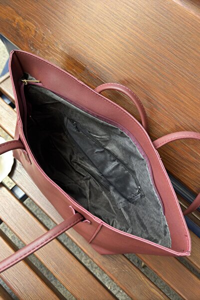 LEONAS Basic Zippered Women's Shoulder Bag Aytek Claret Red