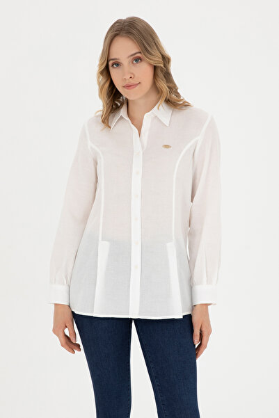 U.S. Polo Assn. قميص نسائي إكرو بأكمام طويلة 50283413-VR019