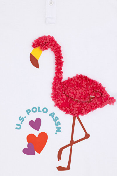 U.S. Polo Assn. Kız Çocuk Beyaz Polo Yaka Kısa Kollu Örme Elbise 50283331-VR013