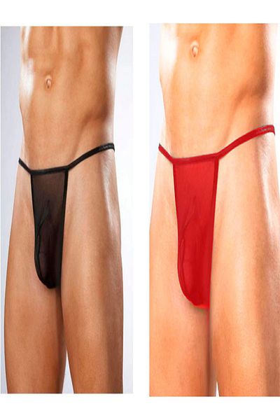 ŞAHANE İÇ GİYİM Emsay Store 2 Pieces Fancy Transparent Sexy Tulle Men's String Black-Red
