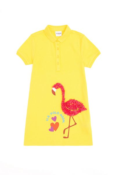 U.S. Polo Assn. Rochie galbenă tricotată pentru fetiță 50283331 -vr044
