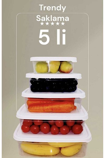 Herza House Trendy Rectangular Storage Container Set of 5 - 400 ml and 2700 ml Capacity