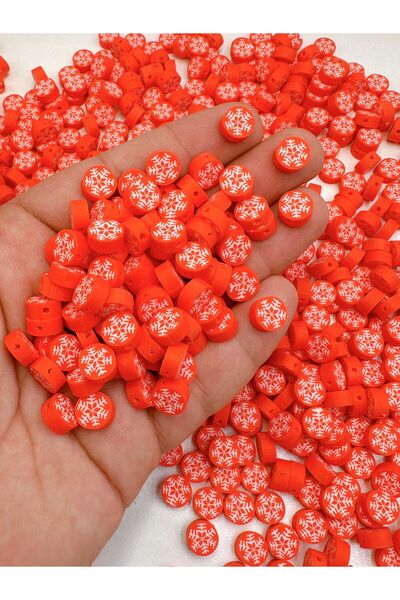 Ebruli Boncuk 10mm Yılbaşı Kartanesi Boncuk Kırmızı Takı Aksesuar Bead (100 A...