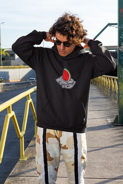 Nulivez 2 Thread Palestine Design Printed Hooded Unisex Oversize Sweatshirt with Kangaroo Pocket