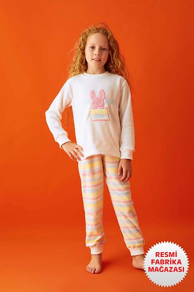 Aydoğan Girls Winter Powder Color Long Sleeve Pajamas Set - A4-3 Aydogan