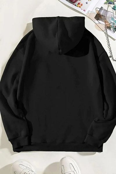 Pink Sky Isaiah 41:10 Printed Black Oversize Hooded Sweatshirt