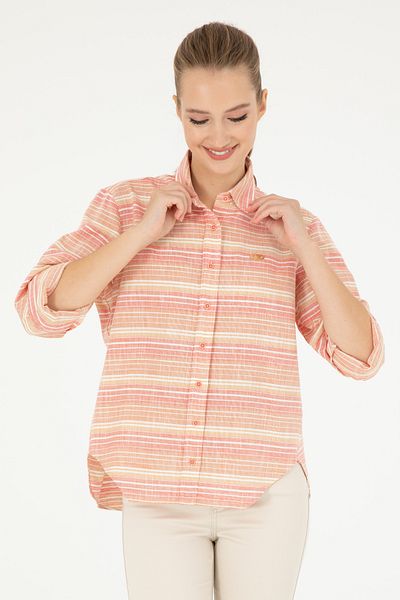 U.S. Polo Assn. Cămașă cu mânecă lungă Salmon pentru femei 50283556-VR047