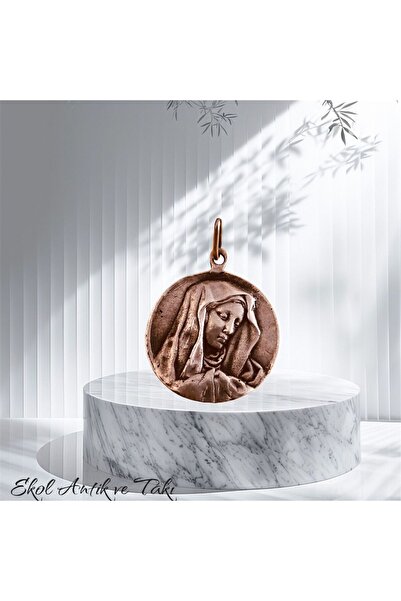 RENGARENG 19. yy isa ve meryem ana figürlü antik gümüş kolye ucu 10 gr