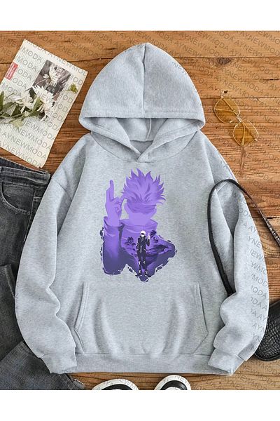 Pink Sky jujutsu kaisen gojo satoru anime pre-imprimat unisex hanorac cu glugă cu decolteu supradimensionat