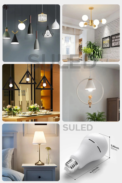 SULED Şarjlı Led Ampül 12W 6500K Beyaz Işık Tavan Abajur Yüksek Lümen Işık Ev Ofis Lamba Ampül