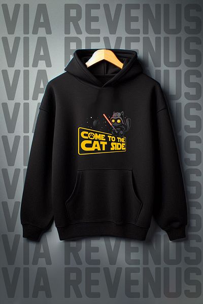 Vordevia Суитшърт с качулка и 3 нишки с рельефна шарка „Come to Cat Side“