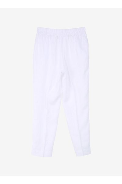 Sisley High Waist Relaxed White Women's Pants 4Aghlf00S