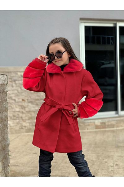 nisaykids Girl's Coat with Fur Collar and Sleeves