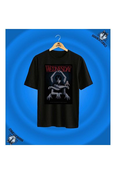 MarkaTurko Tricou negru cu design special Wednesday-707-82