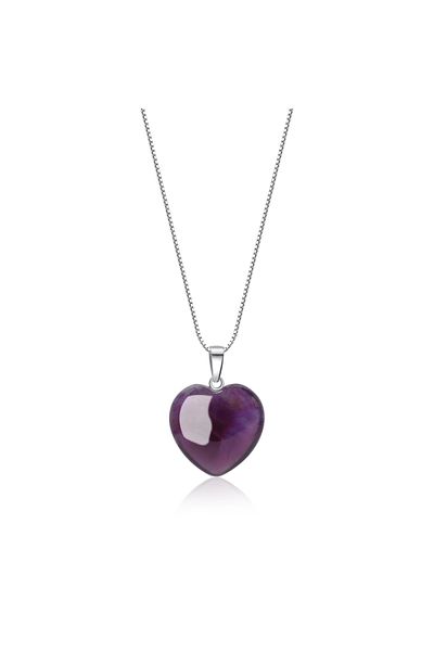 Crystalclem Amethyst Natural Stone Necklace - Love, Heart and Peak Chakra, Relieve Stress and Clear the Mind