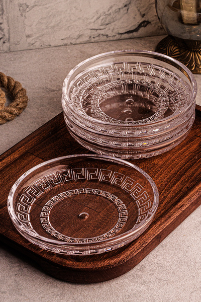 Snippy Lady - 4'lü El Yapımı Cam Tabak Kahvaltı Tabağı Sunum Tabağı Sos Tabağı 14,5 cm