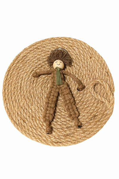 nftart.design سلسلة مفاتيح مكرامية محبوكة للأولاد مع ربطة عنق خضراء وبنطلون بني