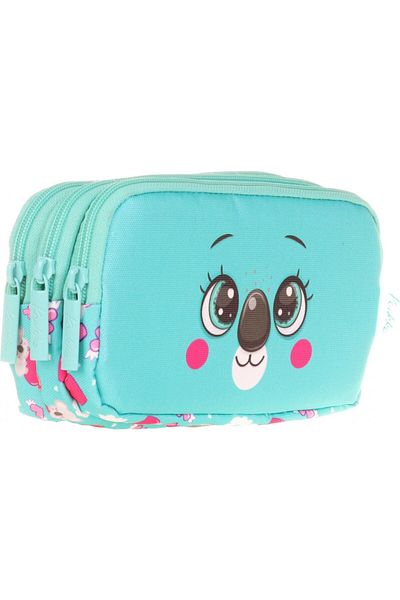 KAUKKO Kıds 3 Compartment Pencil Bag (Cute Face Koala)