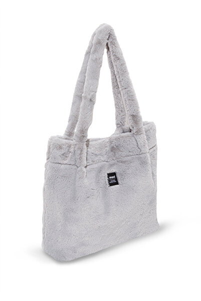 Mavi Gri Peluş Omuz Çantası 197617-85550