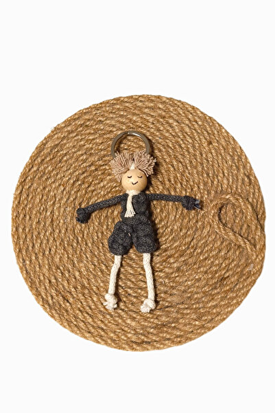 nftart.design سلسلة مفاتيح مكرامية محبوكة للأولاد مع شورت أنثراسايت/حلية حقيبة