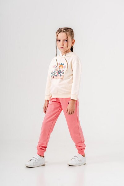 Mışıl Kids Set de trening pentru fete cu glugă cu imprimeu HAPPY GIRL