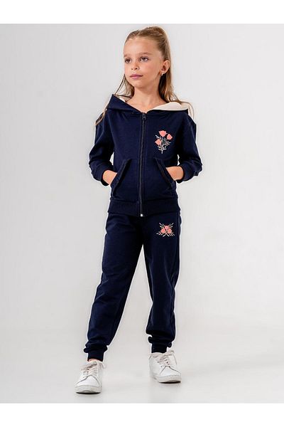 Mışıl Kids Floral PattErnEd BlacK HoodEd TracKsuit SEt for Girls