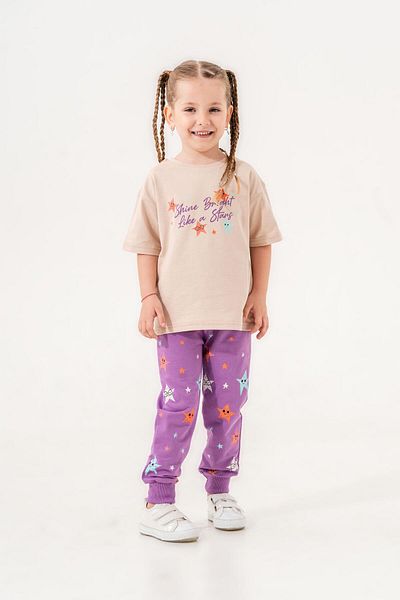 Mışıl Kids Girl's SHINE BRIGHT LIKE A STARS Printed T-Shirt and Sweatpants Set