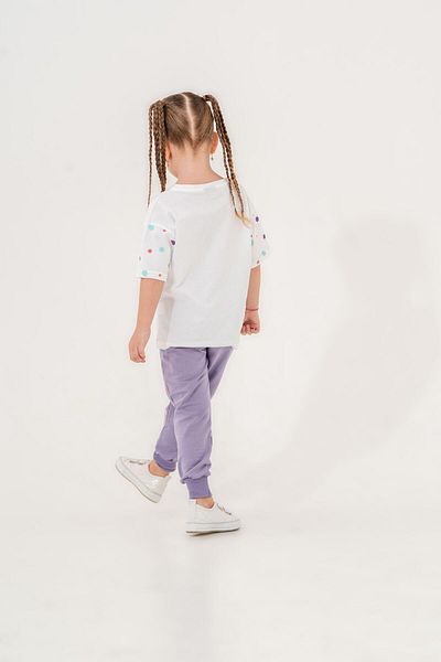 Mışıl Kids Girl's Polka Dot Printed T-Shirt and Sweatpants Set