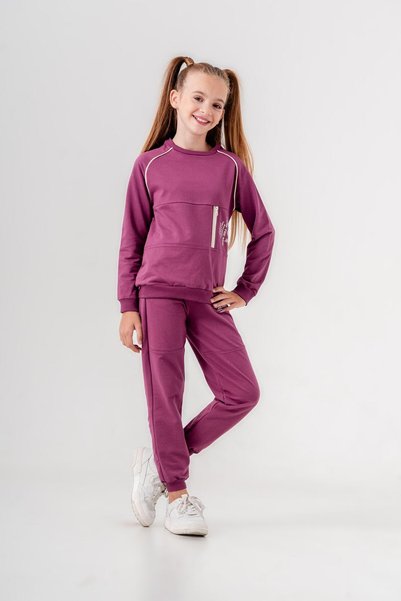 Mışıl Kids ENJOY THE NOW Set de trening Garni cu imprimeu floral și fermoar, pentru fete