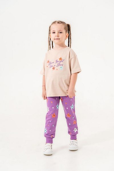 Mışıl Kids Girl's SHINE BRIGHT LIKE A STARS Printed T-Shirt and Sweatpants Set
