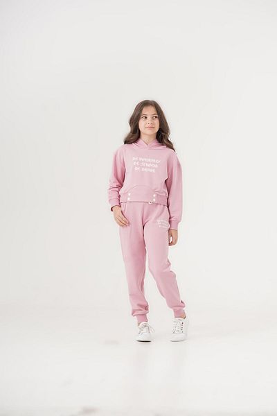 Mışıl Kids Girl's BE YOURSELF BE STRONG BE BRAVE Printed Hooded TracKsuit Set