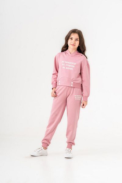 Mışıl Kids Girl's BE YOURSELF BE STRONG BE BRAVE Printed Hooded TracKsuit Set