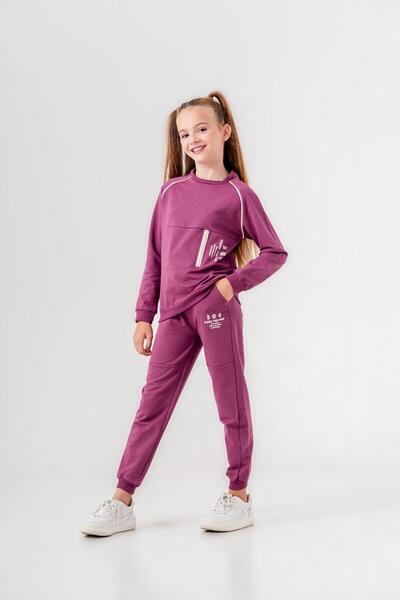 Mışıl Kids ENJOY THE NOW Set de trening Garni cu imprimeu floral și fermoar, pentru fete