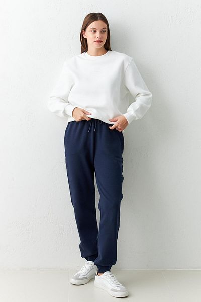 Setre Navy Blue Ankle Elastic Relaxed Cut Sweatpants