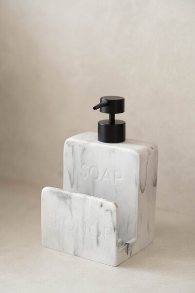 Dekorzdükkan Marble Patterned Compartmented Soap Dish Set
