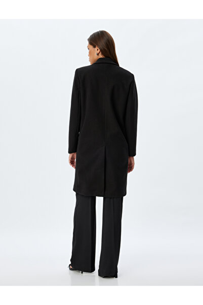 Koton Palton lung la două piept din ștampilă - Buzunar cu nasturi