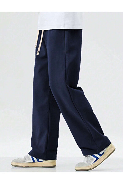 yx yustex sport Lacivert Düz Paça Baggy Kalıp Rahat Giyim Eşofman Altı