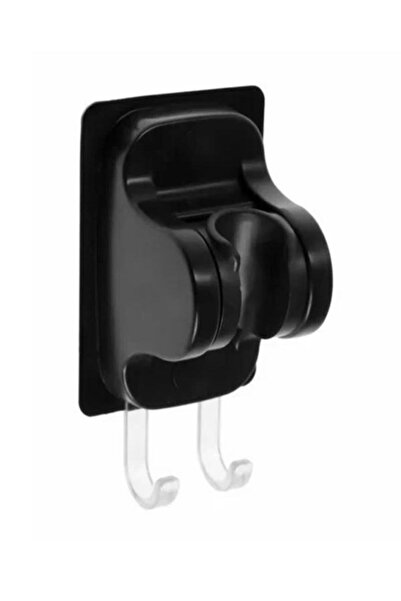 optana SİYAH Duş Mafsalı Yapışkanlı Askılı Lif Havlu Asma Duş Başlığı Tutacağ...