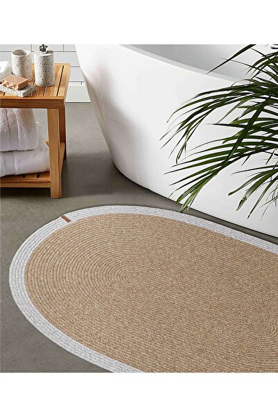 Koza Halı Cesta El Yapımı Pamuklu Natural Gri Jüt Hasır Dekoratif Kilim 9020