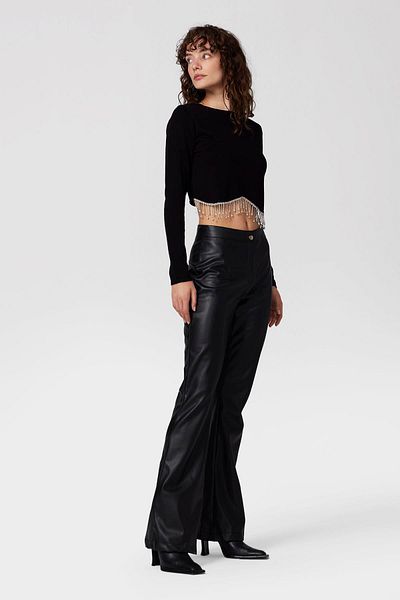 PARKhande Stone Cap Chain Detail Crew Neck Blouse - Black