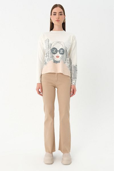 PARKhande Print Detailed Knitwear Sweater - Ecru