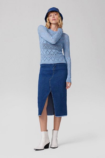 PARKhande Blue Openwork Diamond Patterned Sweater