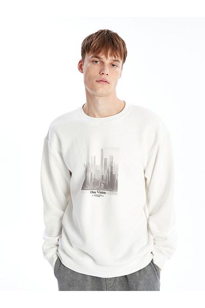 LC Waikiki Crew Neck Printed Men's Thick Sweatshirt