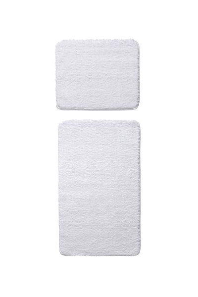 Koza Home Mino Non-Slip Base White 2-Piece Bath Mat 60 X 100 - 50 X 60