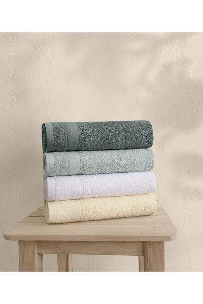 Koza Home Likya 4-Piece Face Dowry Towel Set - 100% Cotton Border 1002a